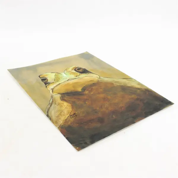 Mary Rash Thick Print Green Frog Painting Signed 2013 11.7"x8.7"