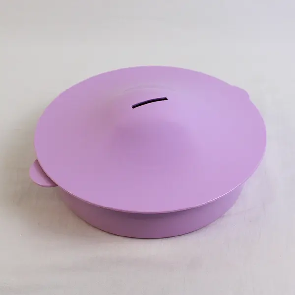 Tupperware Purple Plastic 2 Of 3 Piece Set Of Round Microwave Steamer