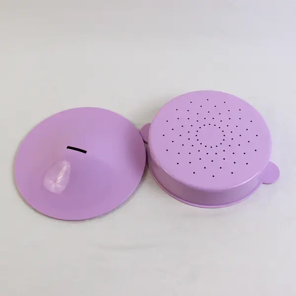Tupperware Purple Plastic 2 Of 3 Piece Set Of Round Microwave Steamer
