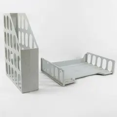 Lot of 2 Desk Organizers Magazine/File Holder + Paper Organizer