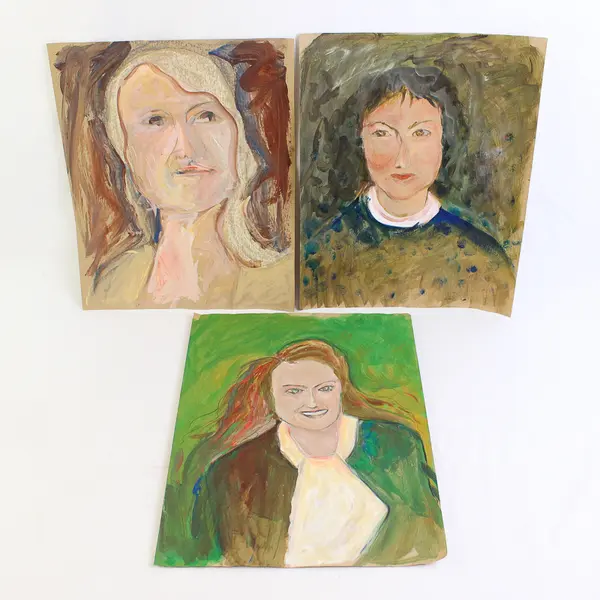 Lot of 13 Mary Rash Original Soft Pastels Chalk Portraits Various Sizes