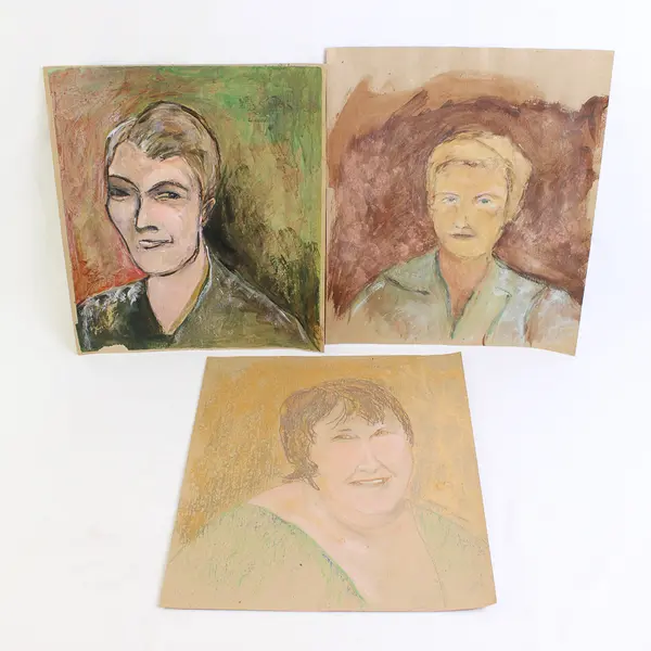 Lot of 13 Mary Rash Original Soft Pastels Chalk Portraits Various Sizes