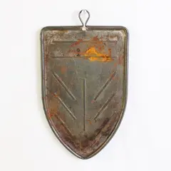 Vintage Metal Iron Rest Shield Shape w/Hanging Hook, Rustic