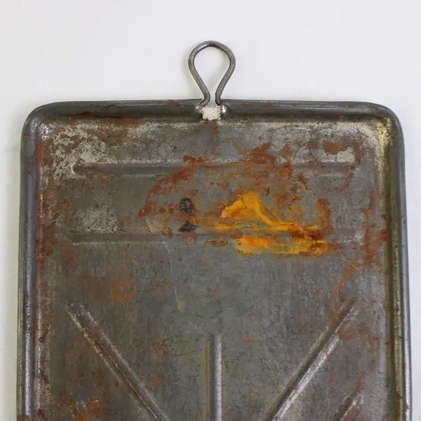 Vintage Metal Iron Rest Shield Shape w/Hanging Hook, Rustic