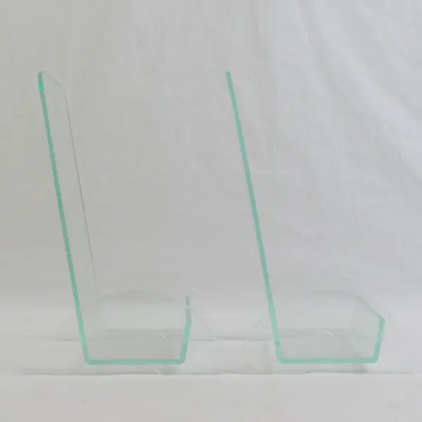 Lot Of 2 Deflecto Matching Clear Plastic Euro-Style Literature Holder 7.75" Tall