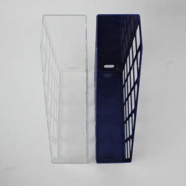 Lot of 2 Newell Office Stackable Book & Magazine Holders Blue/Clear