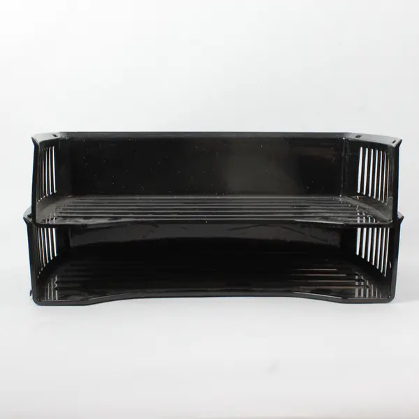 Lot of 2 Plastic Stackable Desk Trays Letter Sorter Office Organizers