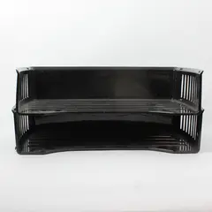 Lot of 2 Plastic Stackable Desk Trays Letter Sorter Office Organizers