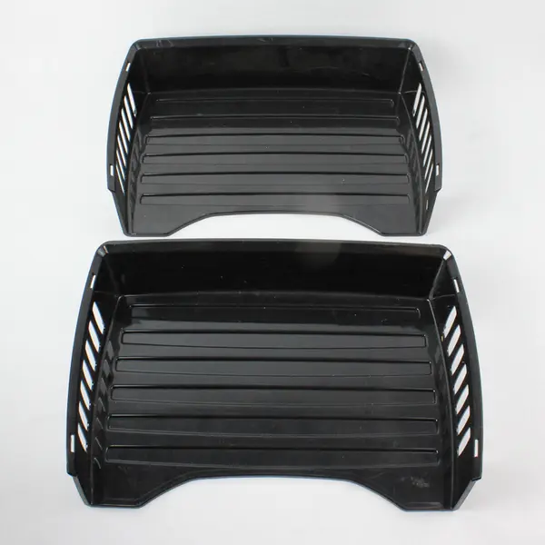 Lot of 2 Plastic Stackable Desk Trays Letter Sorter Office Organizers