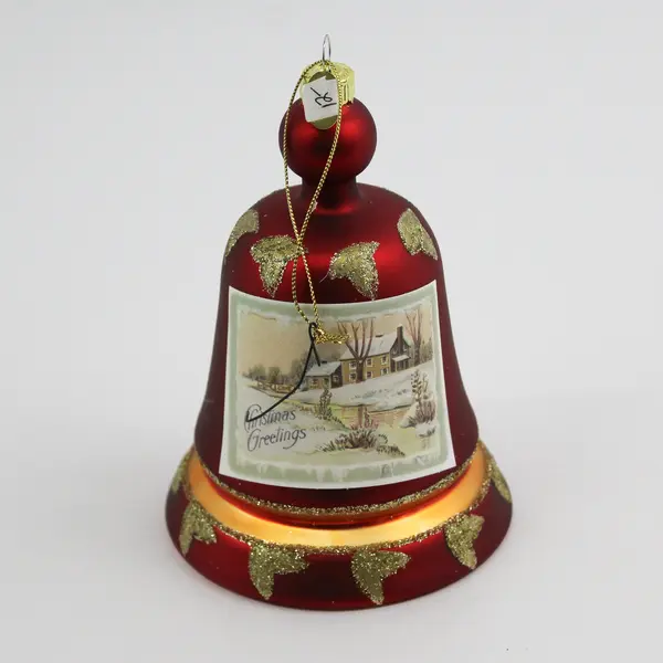 Seasons of Cannon Falls Blown Glass Bell Christmas Ornament Red 5.5"