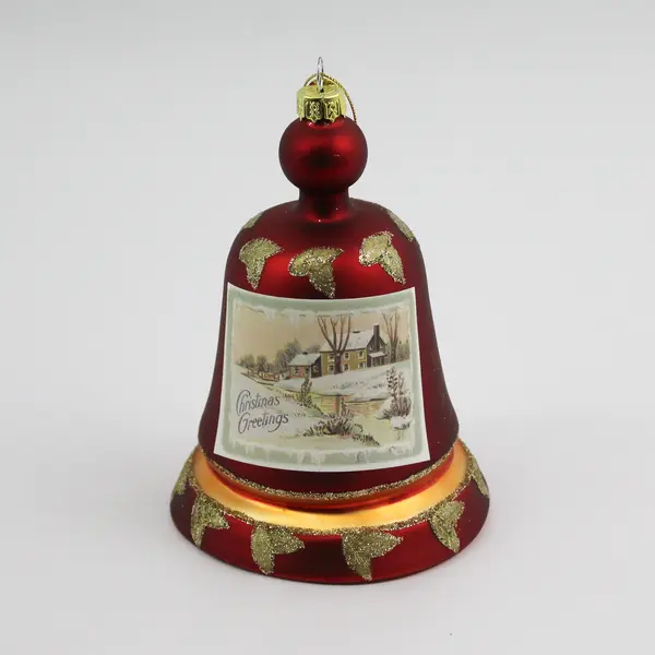 Seasons of Cannon Falls Blown Glass Bell Christmas Ornament Red 5.5"