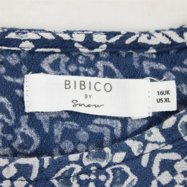 Bibico Women's XL Blue/White Geometric Pattern 100% Cotton Sleeveless Dress