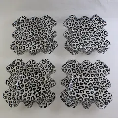 Lot Of 4 Matching Clear Plastic Leopard Print Square Tortilla Bowls
