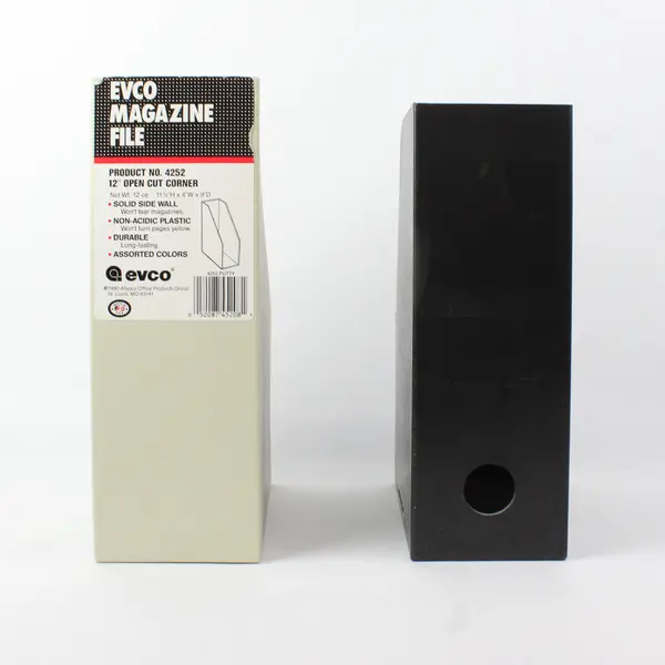 Lot of 2 Magazine File Organizers Beige & Black Stackable Desktop Office