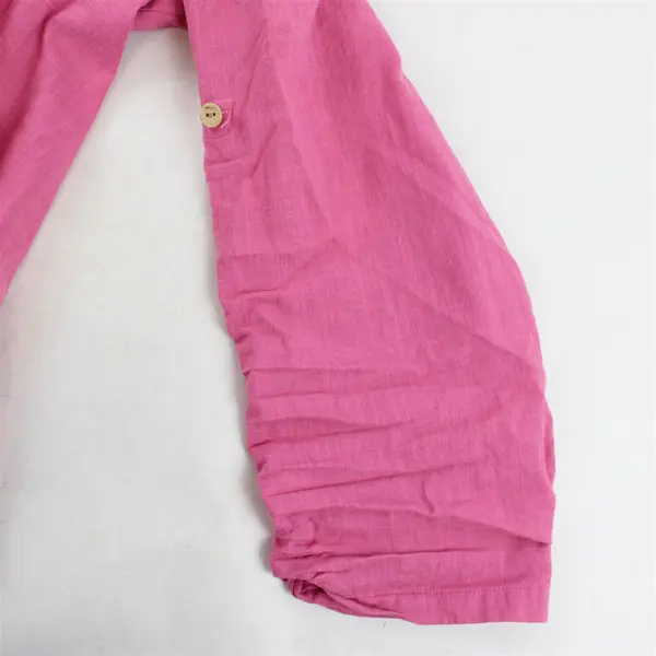 Cellabie Women's XL Pink Oversized Button Up Cotton Blend Tunic Shirt