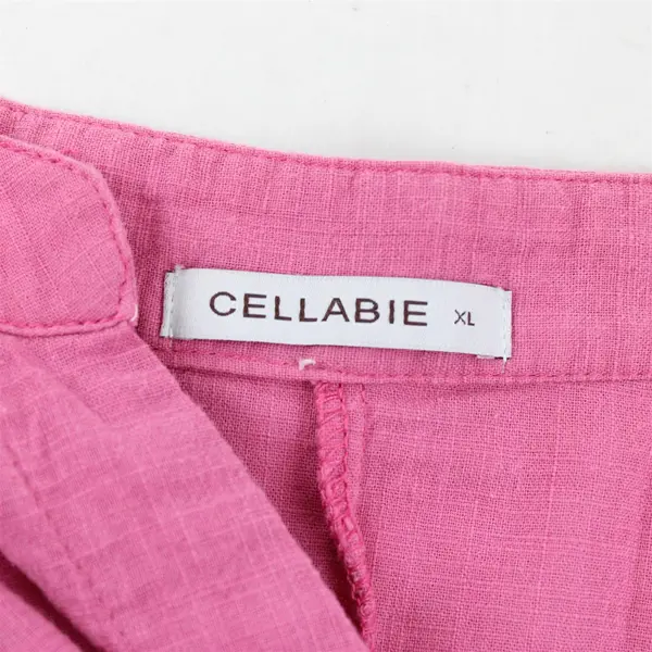 Cellabie Women's XL Pink Oversized Button Up Cotton Blend Tunic Shirt