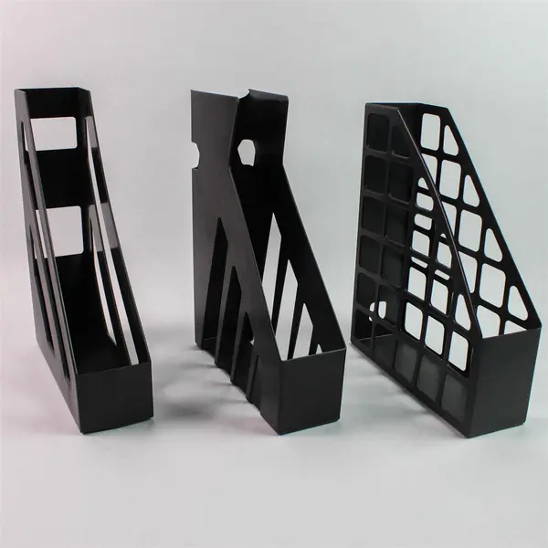Lot of 3 Black Plastic Magazine File Organizers Office Storage