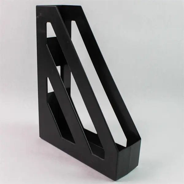 Lot of 3 Black Plastic Magazine File Organizers Office Storage