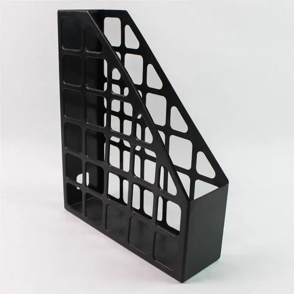 Lot of 3 Black Plastic Magazine File Organizers Office Storage