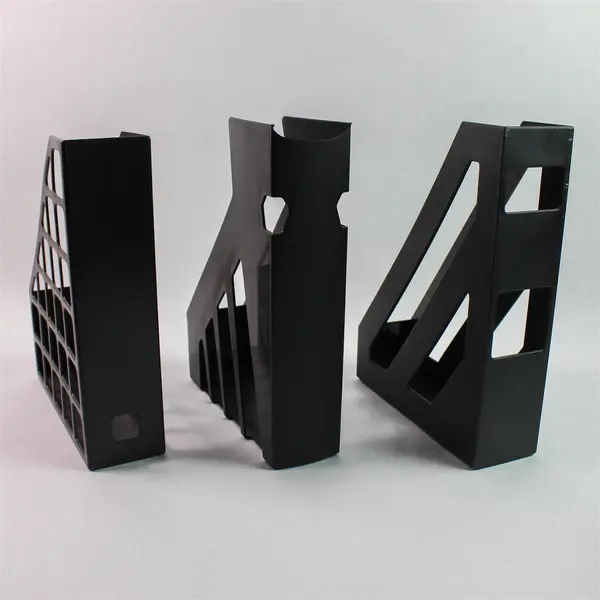 Lot of 3 Black Plastic Magazine File Organizers Office Storage