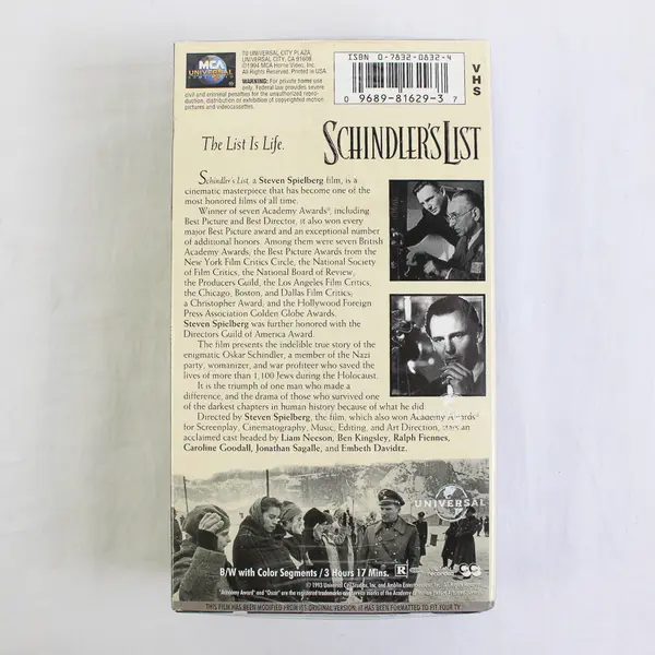Schindler's List Double B&W VHS Tapes 1993 , #81629 Sealed