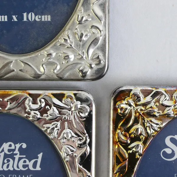 Lot Of 3 Unbranded Matching Silver Plated Oval 3" x 4" Photo Frames