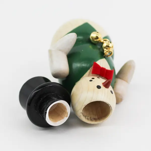 Set Of Wood Snowmen Wearing Vests Bowties And Top Hats Salt And Pepper Shakers