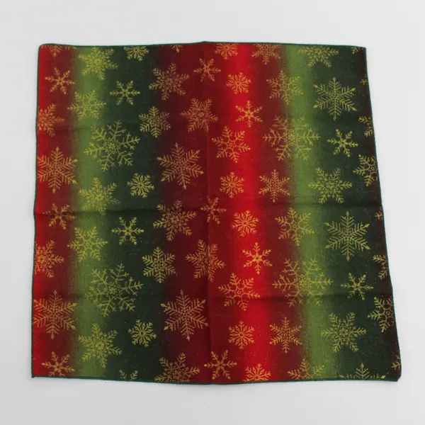 10 Red And Green Cloth Christmas Table Napkins With Gold Snowflakes  14" x 14"