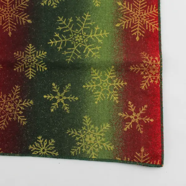 10 Red And Green Cloth Christmas Table Napkins With Gold Snowflakes  14" x 14"