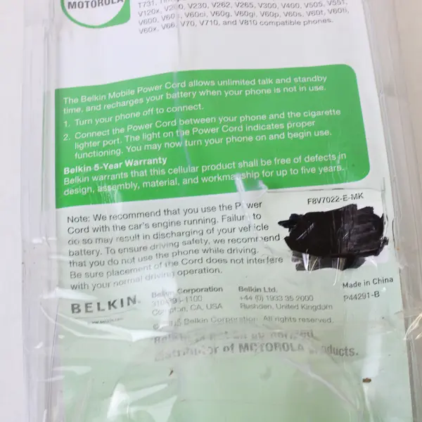 Belkin Mobile Charger Power Cord for Motorola Phones - Open Box