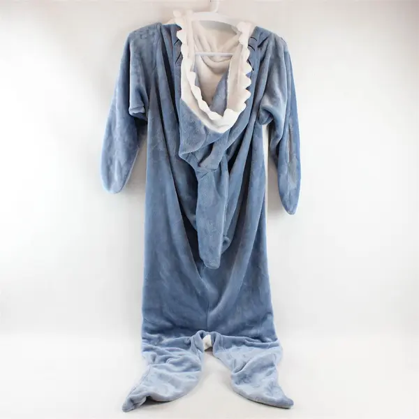 Shark Blanket One Piece Wearable Blanket Adult Size L Soft Fleece