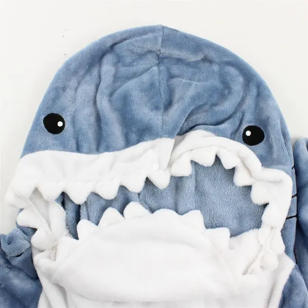 Shark Blanket One Piece Wearable Blanket Adult Size L Soft Fleece