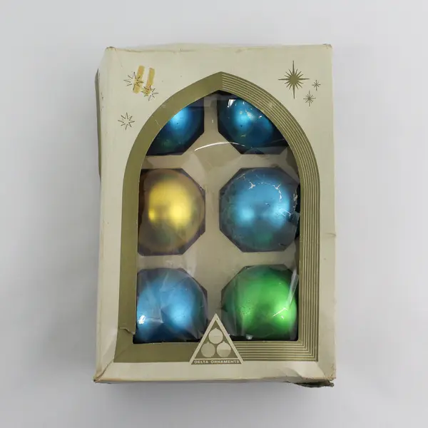 Set of 6 Vintage Glass Ball Ornaments