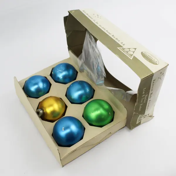 Set of 6 Vintage Glass Ball Ornaments