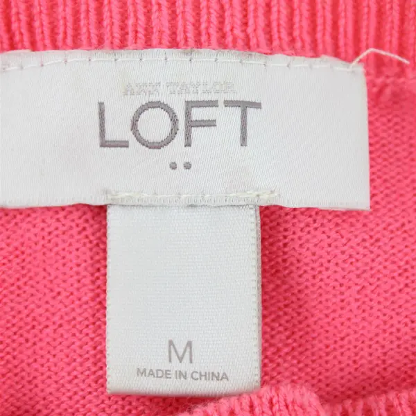 Loft Ann Taylor Women's M  Barbie Pink Rhinestone Button-Up Cardigan Sweater