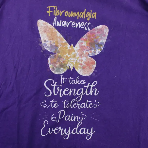 Gildan Heavy Cotton Adult 2XL Purple Graphic Fibromyalgia Awareness T Shirt