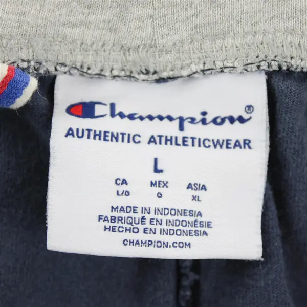 Champion Men's L Blue/Gray 100% Cotton Drawstring Contrast Color Waist Shorts