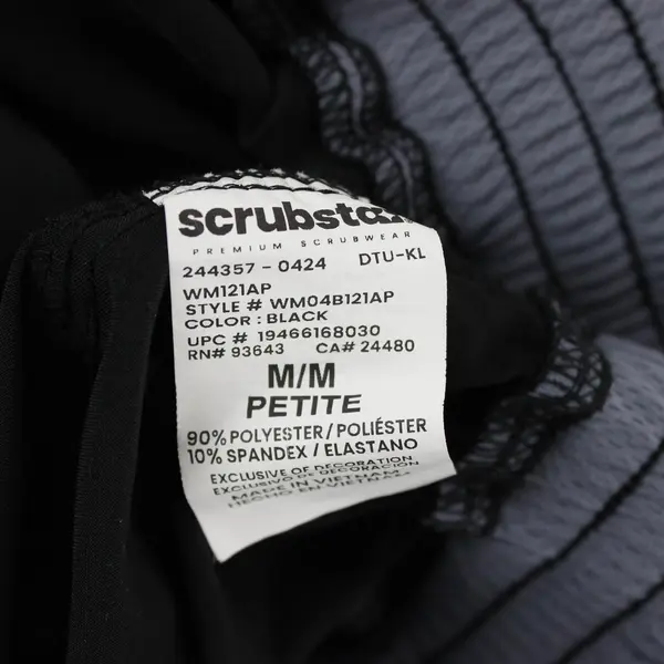 Scrubstar Women's M Petite Black Straight Leg Drawstring Waistband Scrub Pants