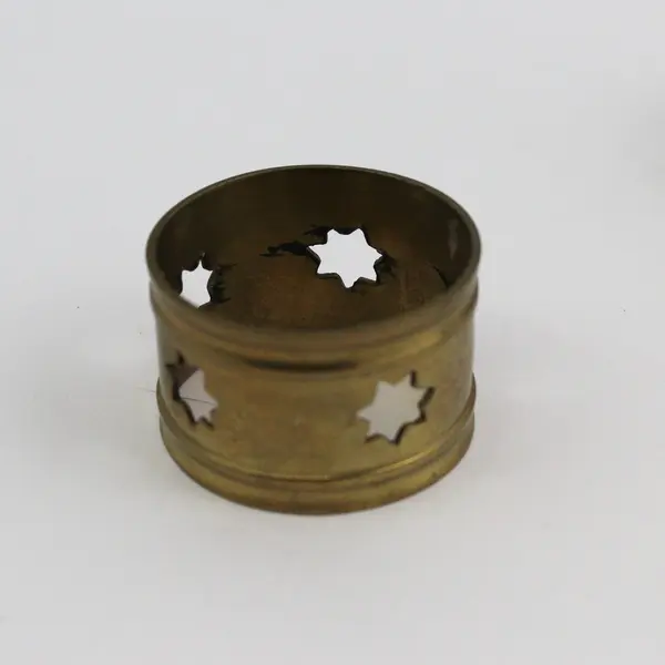 Set of 4 Brass Napkin Rings With Pierced Stars 1.75 Inch Diameter