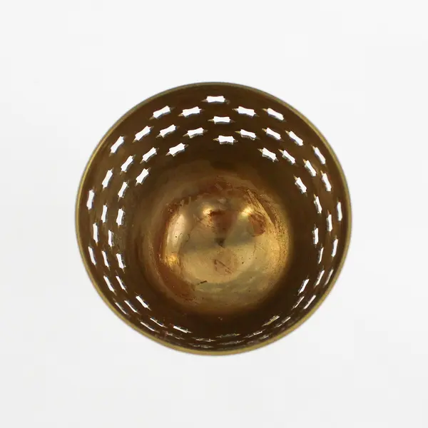 Vintage Brass Goblet Candle  Holder With Pierced Stars 6" Made In India