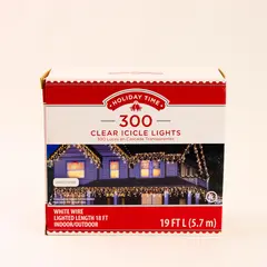 Walmart Holiday Time 300 Count Clear White Wire Icicle String Lights 18'