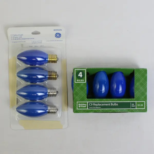 Lot Of 8 Holiday Time/General Electric Blue C9 Replacement Bulbs 120 V