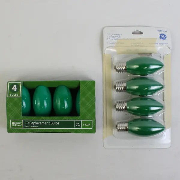 Lot Of 8 Holiday Time/General Electric Green C9 Replacement Bulbs 120 V