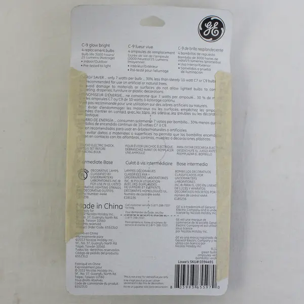 Lot Of 8 Holiday Time/General Electric Green C9 Replacement Bulbs 120 V