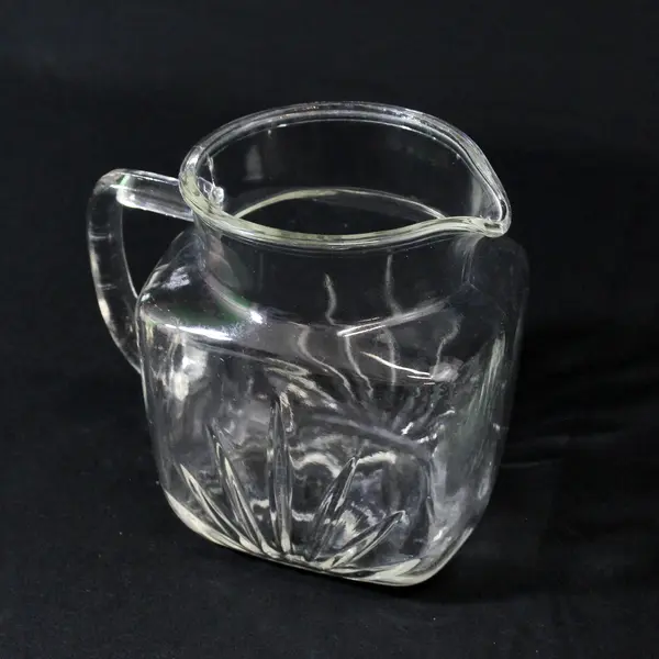 Vintage Federal Glass Star Clear Pattern Square Pitcher Ice Lip Handle Spout