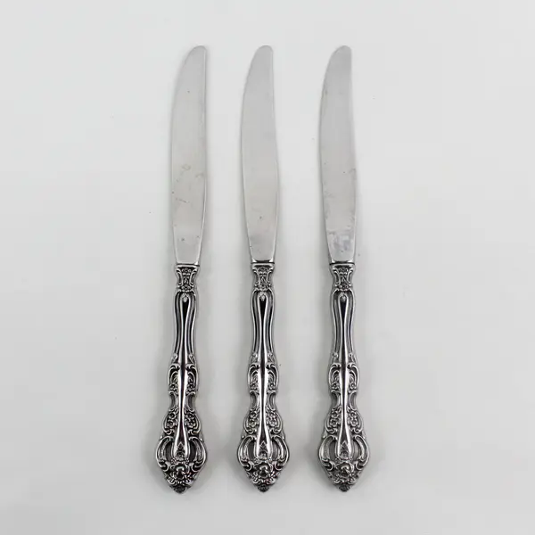 Lot of 3 Oneida Silver Michelangelo Pattern Stainless Hollow Dinner Knives 9" 