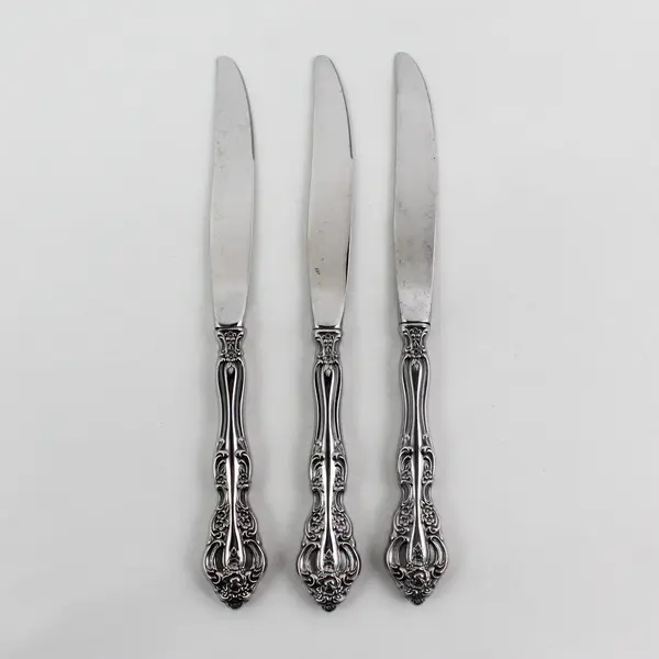 Lot of 3 Oneida Silver Michelangelo Pattern Stainless Hollow Dinner Knives 9" 