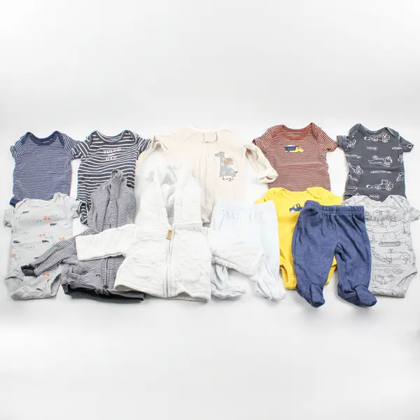 Lot of 12 Carter's Baby New Born Size Variety of One Pieces, Pants, and Jackets