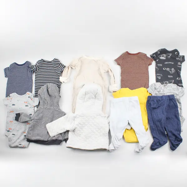 Lot of 12 Carter's Baby New Born Size Variety of One Pieces, Pants, and Jackets