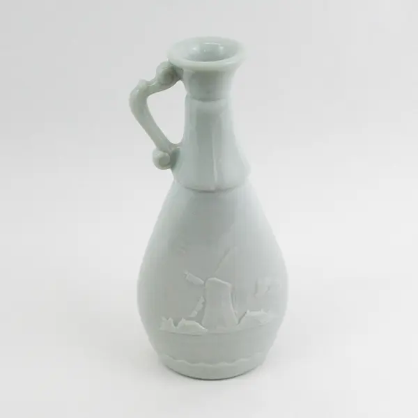 Vintage 1963 Jim Beam Milk Glass Decanter Sailboat Embossed Windmill No Stopper